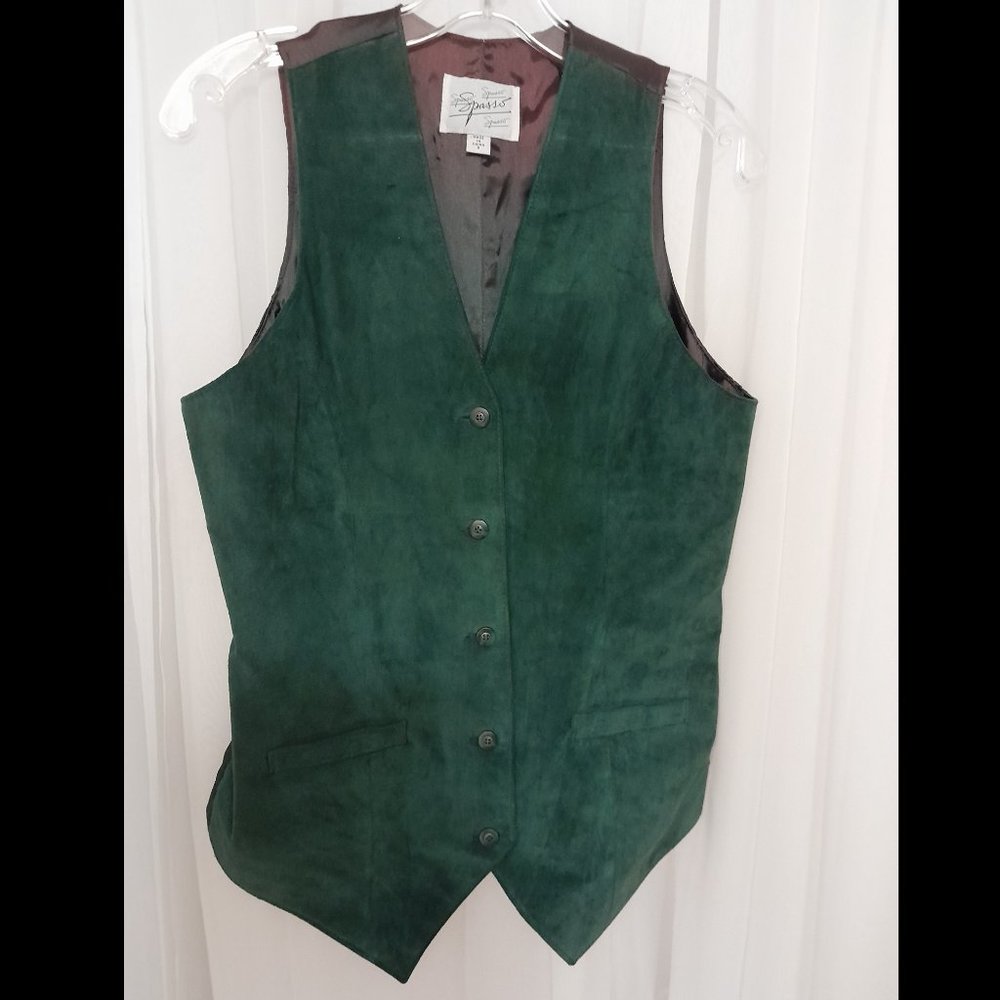 Vintage Suede Leather Hunter Green Buttoned Vest by Spasso